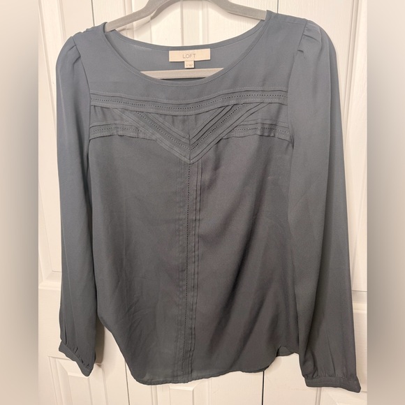 LOFT Charcoal Long Sleeve Blouse - Picture 5 of 9